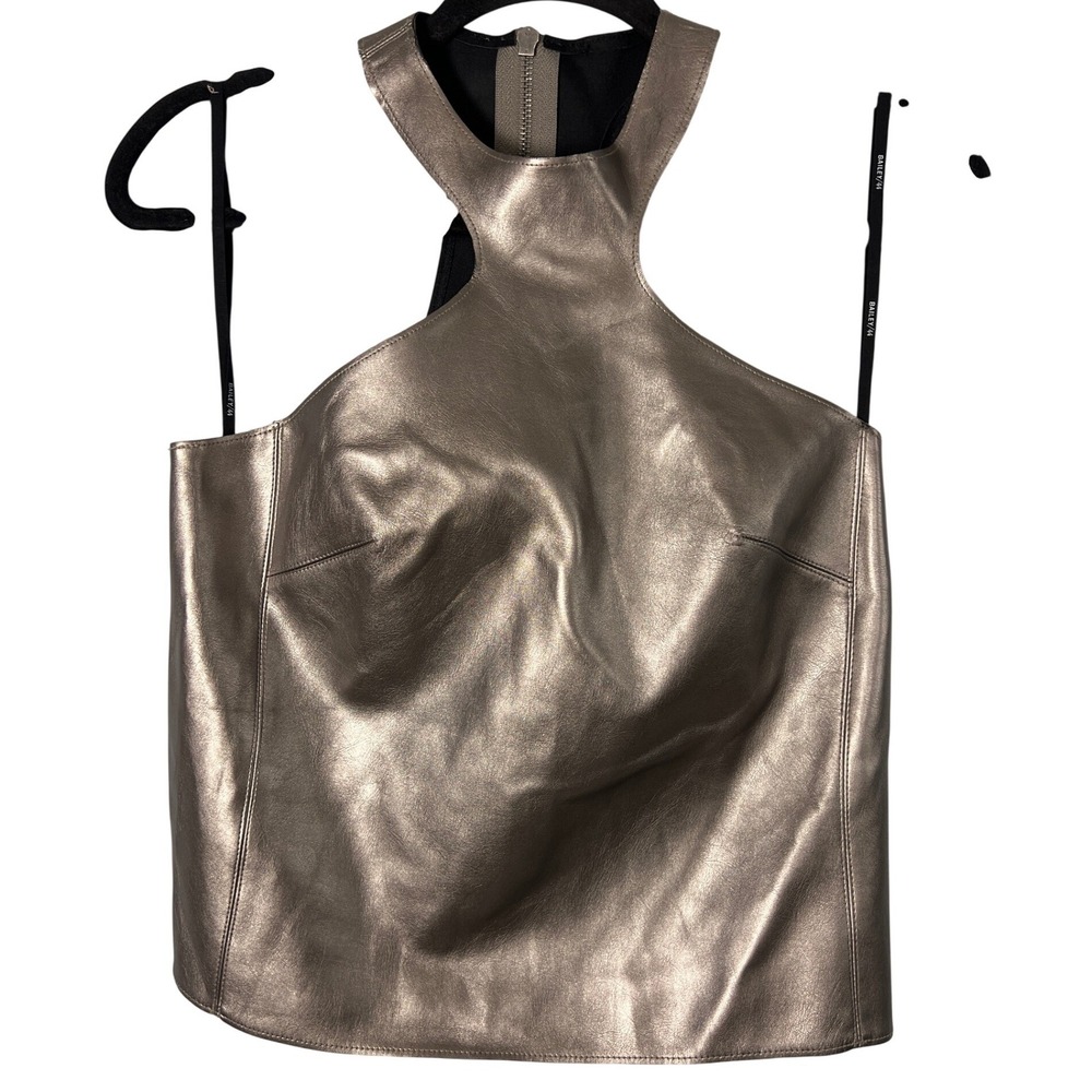 Bailey 44 Silver Metallic Halter Like Crop Top Grunge Whimsigoth Punk Emo Party